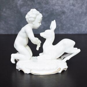Vintage Hutschenreuther Deer Fawn Cherub Child Porcelain Figurine